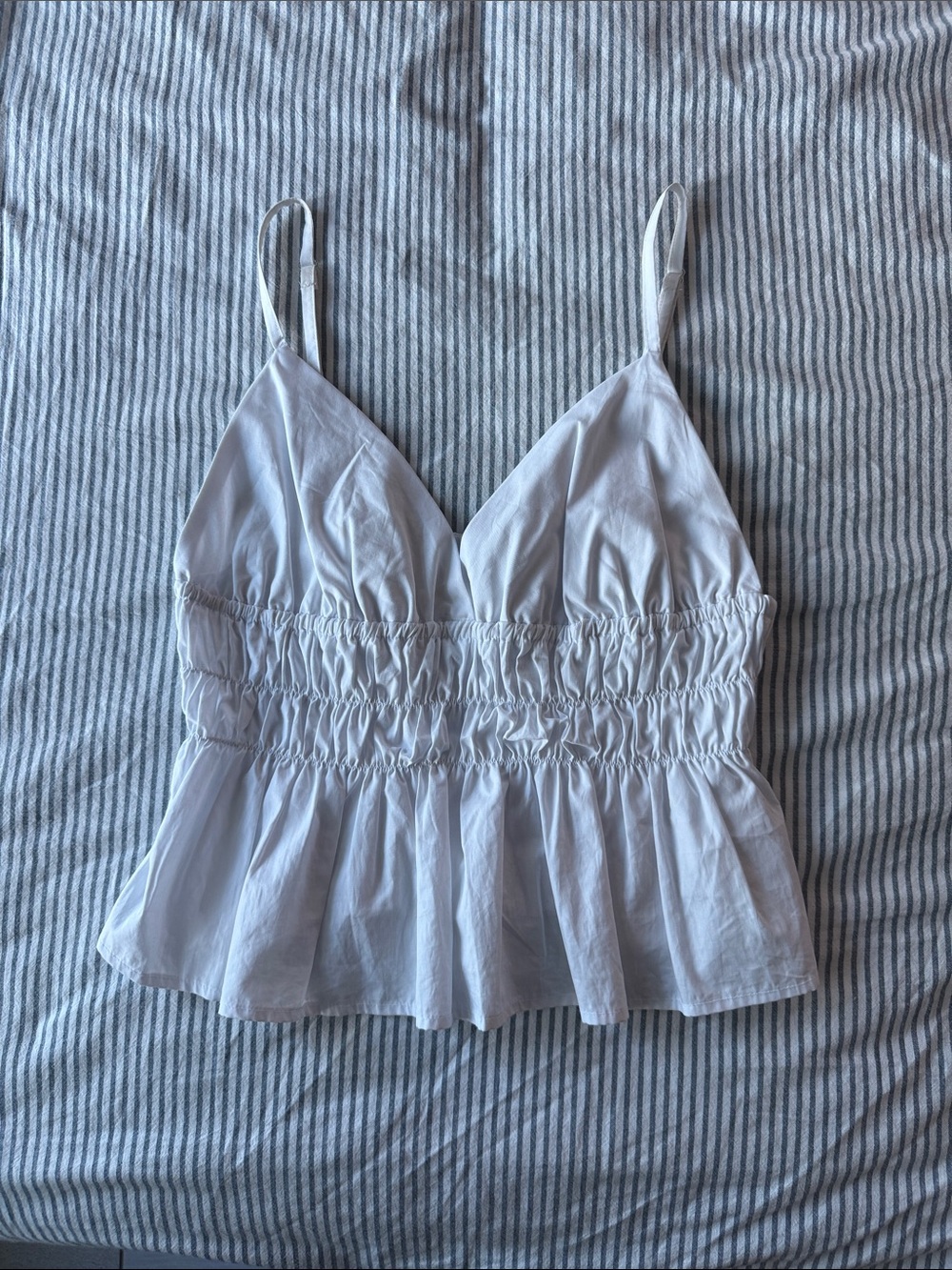 Noisy May White Smocked Peplum Cami
